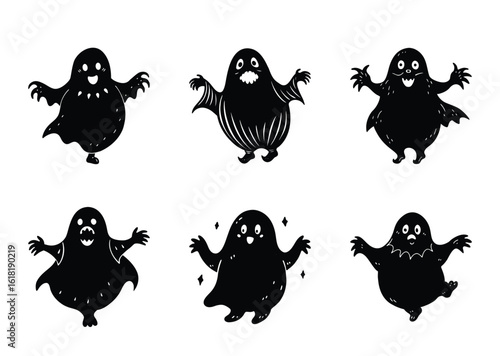 Collection of Six Unique Cartoon Ghosts in a Variety of Different Styles