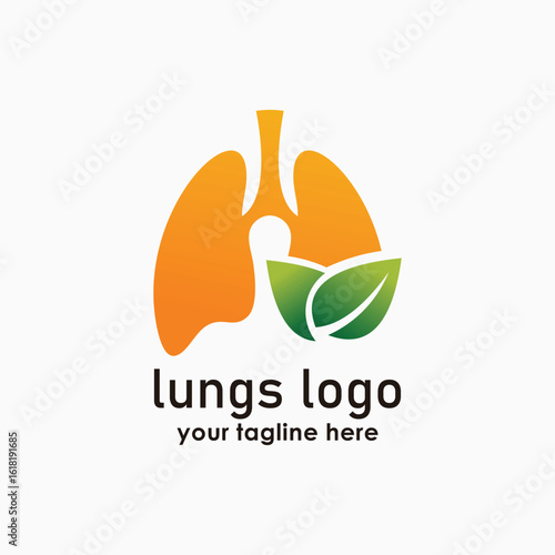 lungs and leaf logos design concept, herbal logos design, health icon vector