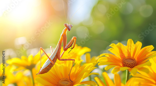 green grasshopper on flower