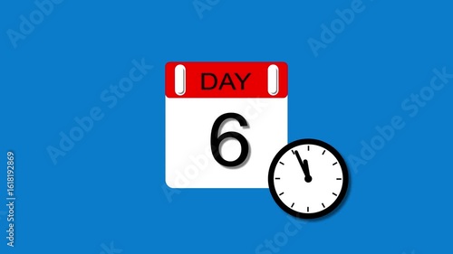 Wallpaper Mural 4K calendar animation day 6 animation. clock and green background clean and stunning 4k animation. Torontodigital.ca