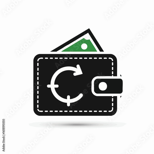Wallet with money icon design