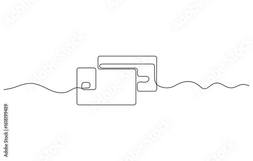 continuous line credit card line art vector, Credit Card one line drawing. Finance, business, and banking theme