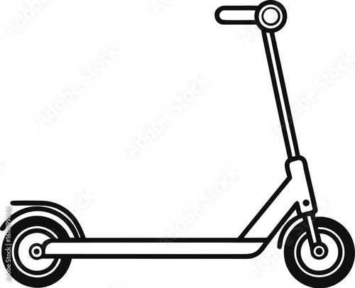  Skate scooter silhouette,  urban transport, black and white