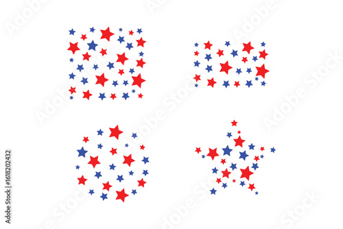 red and white dots, stars sets 