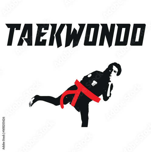 Taekwondo vector background, banner, poster. One continuous line art drawing illustration of taekwondo spor