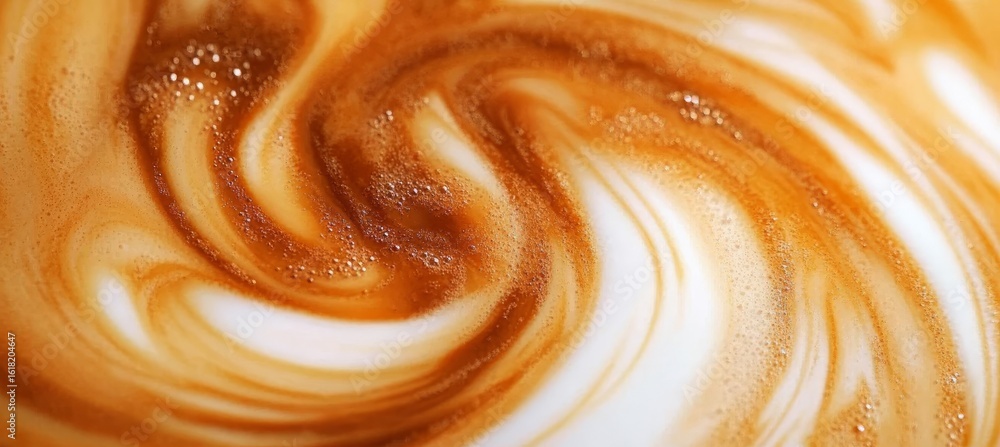 Fototapeta premium Beautiful Abstract Swirl Pattern in Creamy Cappuccino with Artistic Mixing and Smooth Spirals