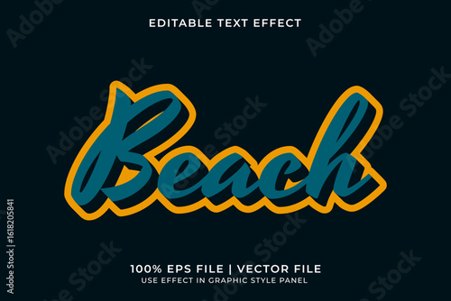 Summer Beach 3D Editable vector text effect in Retro or Vintage style
