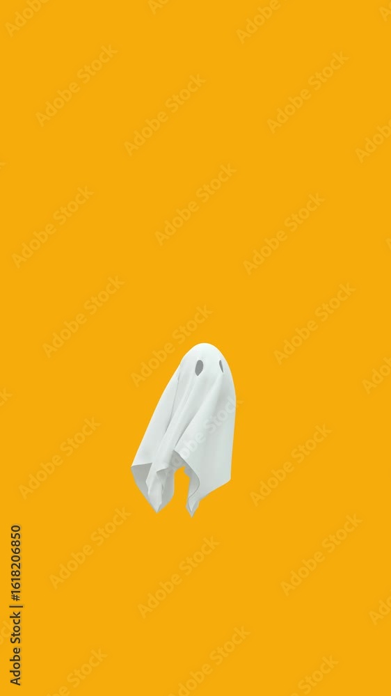 un fantôme fait avec un drap apparaît puis se précipite droit devant pour faire une transition vidéo