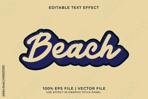 Summer Beach 3D Editable vector text effect in Retro or Vintage style