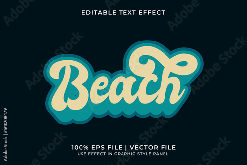 Summer Beach 3D Editable vector text effect in Retro or Vintage style