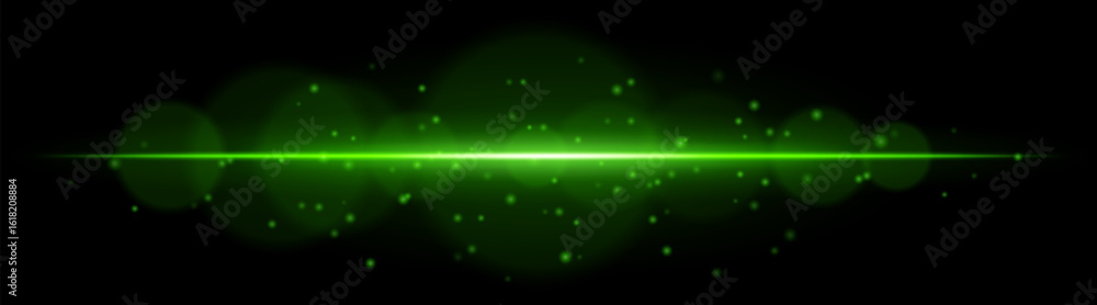 Obraz premium Particle light. Radiant beam with dynamic glow and flying dots. Creates atmosphere of speed, shine, motion, or high-tech visual signal.