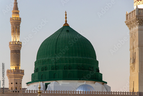 Green Dome Close up - Prophet Mohammed Mosque, Al Masjid an Nabawi.