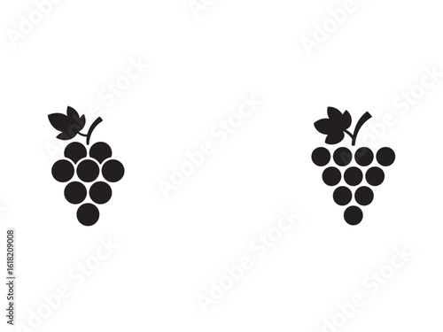 Simple Black and White Silhouette of a Bunch of Grapes