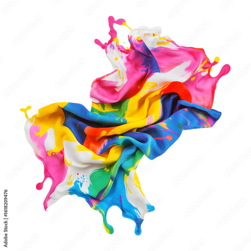 Fototapeta premium Vibrant Beach Towel with Dynamic Color Splashes for Summer Fun