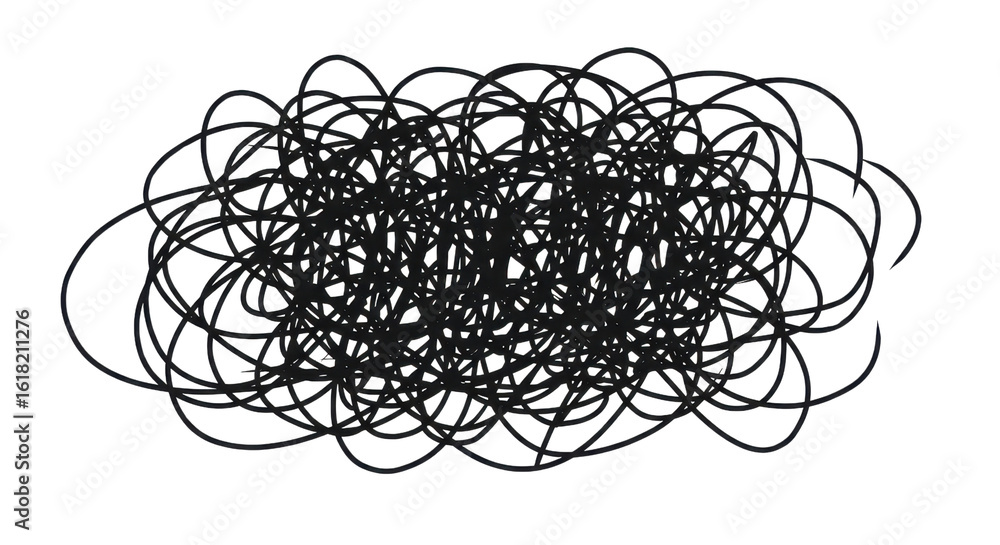 Chaotic hand-drawn scribble and tangled line doodle isolated on white background Chaotic hand-drawn scribble and tangled line doodle isolated on white background