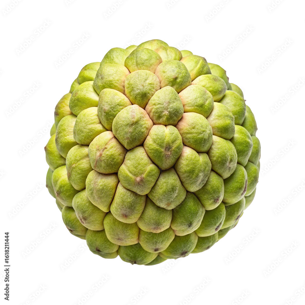 Obraz premium Close up of a ripe and fresh sugar apple on white