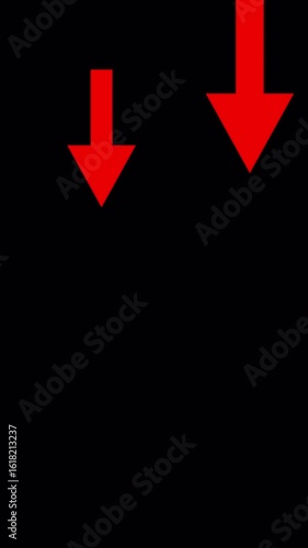 Decreased Arrow Business On Transparent. Vertical Animation