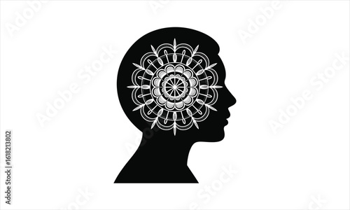 Intricate mind mandala design silhouette