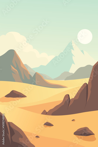 dessert mountain scenery cartoon vector draw design