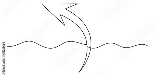 Continuous one line drawing of arrow pointing up.  EPS10 vector illustration for banner, template, web, app, poster