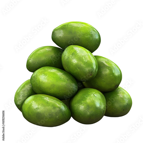 Wallpaper Mural Vibrant Pile of Green Mangoes on White Background Torontodigital.ca
