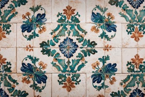 Colorful ornate ceramic tiles with floral and geometric patterns