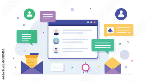 Communication platform interface with messages and notification showing profile details with chat features for business team engagement and management