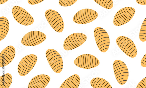 Seamless pattern with Italian pasta. Pasta gnocchi. Italian food  background. Hand drawn flat vector illustration