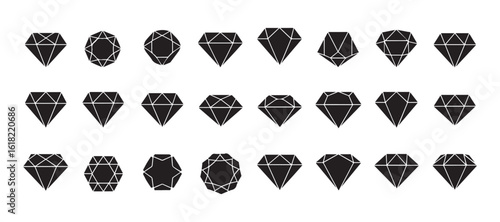 Diamond Icons collection, a design feature, representing the achievement of wealth and fameDiamond Icons collection, a design feature, representing the achievement of wealth and fame