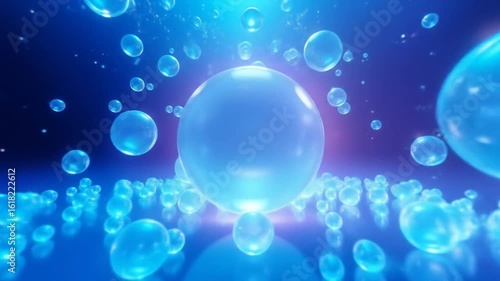 Wallpaper Mural Abstract blue bubbles floating and reflecting in seamless motion background Torontodigital.ca