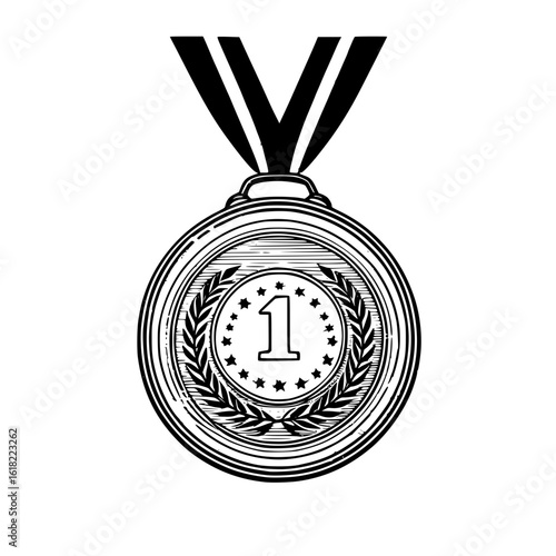 Vector of medal with ribbon