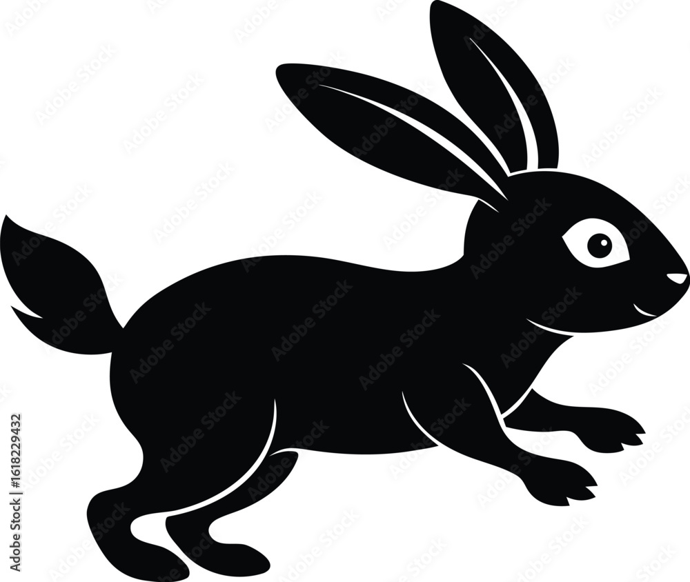 Obraz premium Easter bunny silhouette, rabbit vector art, bunny clip illustration, spring animal graphic, holiday icon design