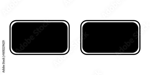 Vector blank black and white square button or sign with empty space for your text or icon on web design