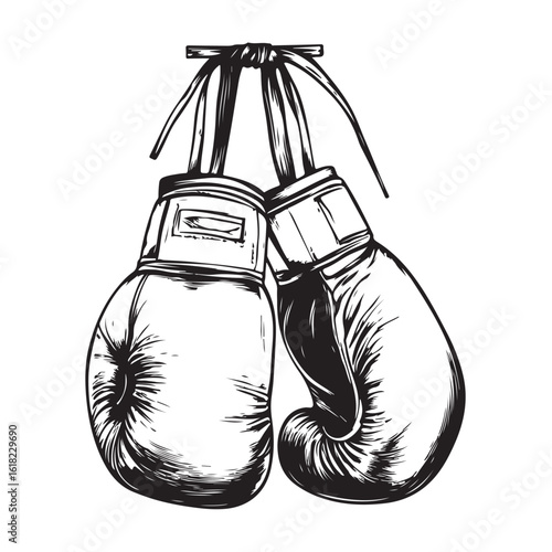 Set of the hanging boxing gloves vector on white background. element for logo, label, emblem, sign, poster. illustration 
