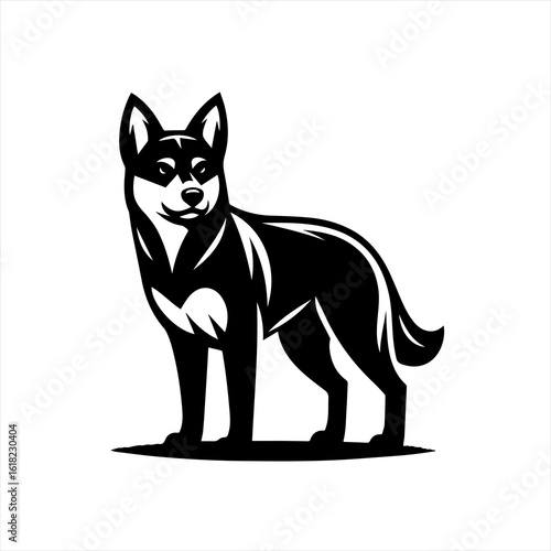 Strong Stylized Black and White Dog Logo Design.