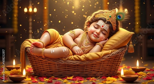 Sleeping krishna janmashtami baby lord krishna hinduism festival celebration india deity hindu god 92