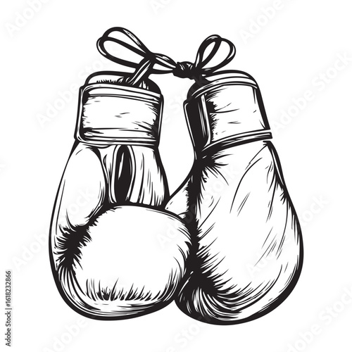 Set of the hanging boxing gloves vector on white background. element for logo, label, emblem, sign, poster. illustration 