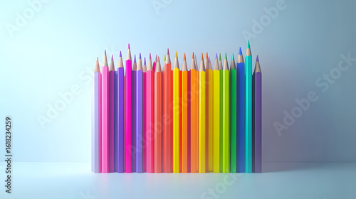 A row of colorful pencils. 