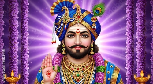 Image of khatushyamji, shyam baba, khatu shyam, hindu deity, hindu god, krishna, god image, art