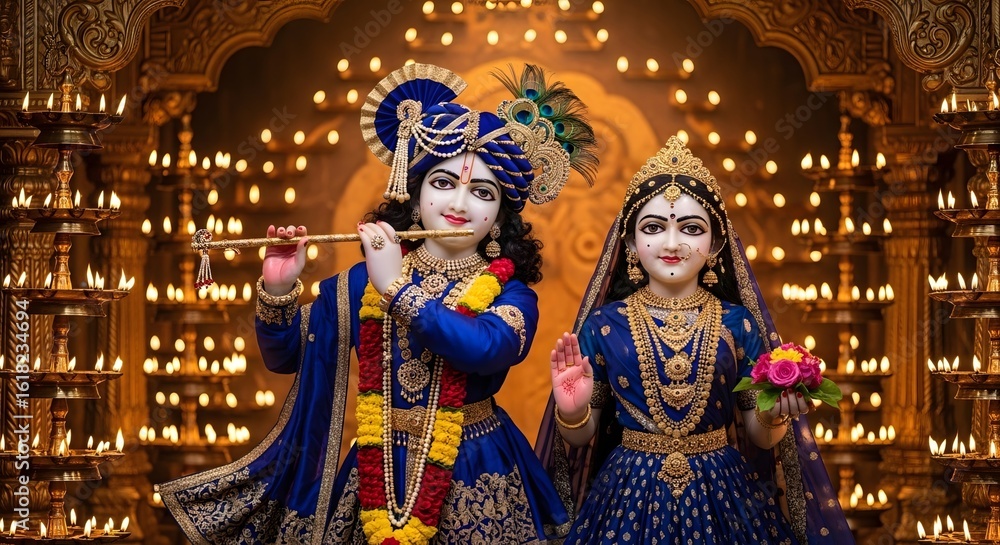 Fototapeta premium Krishna radha deities hinduism hindu gods hindu god hindu culture hindu religion hindu art statues