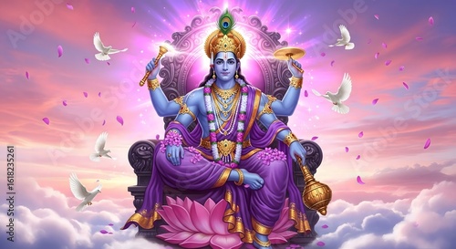 Lord vishnu hindu god hinduism deity divine indian culture religion spiritual mythology art peace