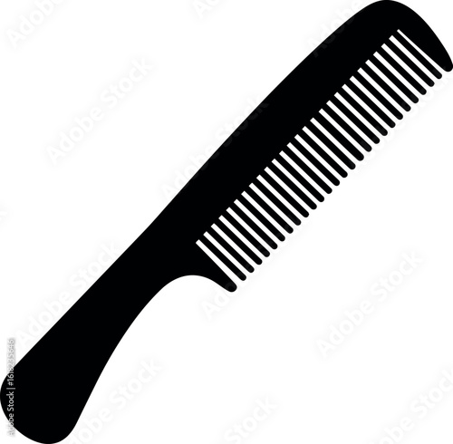 Black hair comb styling tool isolated on white background