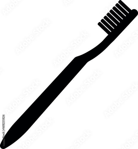 Black toothbrush silhouette dental hygiene icon