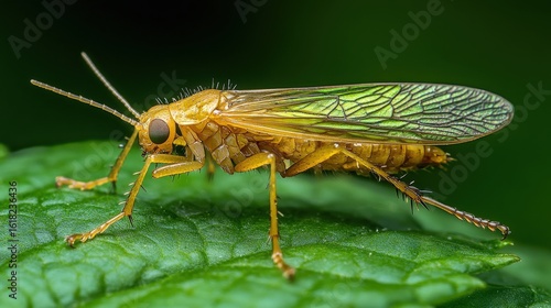 Wallpaper Mural Close-up of a vibrant insect resting on green leaf Torontodigital.ca
