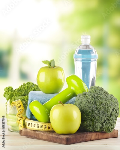 Healthy lifestyle with exercise and nutrition
