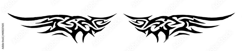 Obraz premium Two symmetrical tribal style tattoo designs for lower back,
