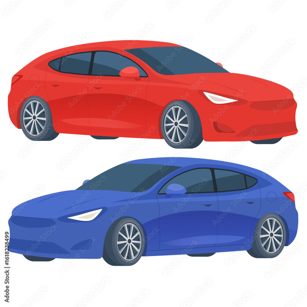 Fototapeta premium Vector cartoon image of buying and acquiring a car. Concept of transferring transport. Profitable deal. Transferring car keys. Element for your design.