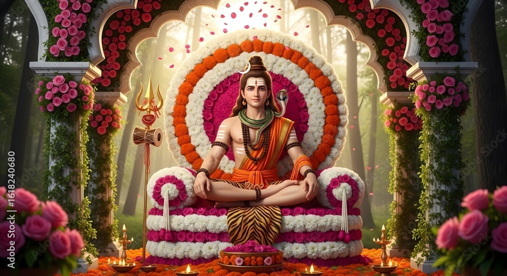 Fototapeta premium Shiva hindu god meditation yoga spiritual deity hinduism indian culture religion art ai 88