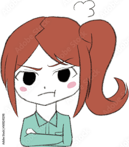 デフォルメ作業着女子　怒る
