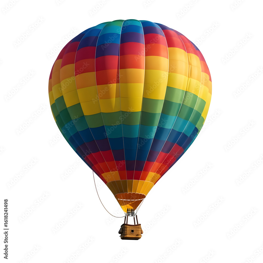Fototapeta premium Colorful Hot Air Balloon Flying High – Isolated on White or Transparent Background